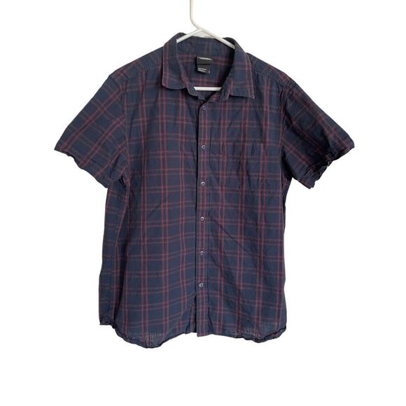 The North Face Mens Red Blue Plaid Hammetts Short Sleeve Button Up Shirt Large - Picture 1 of 9